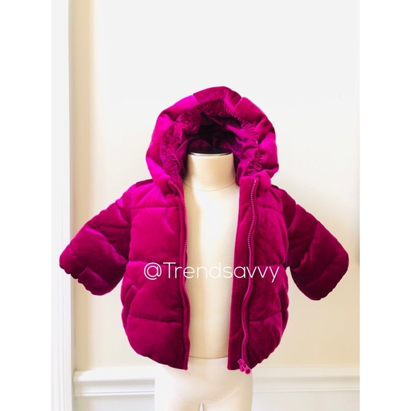 NWT Gymboree Pink Velvet Jacket Puffer Hoodie - Picture 6 of 8